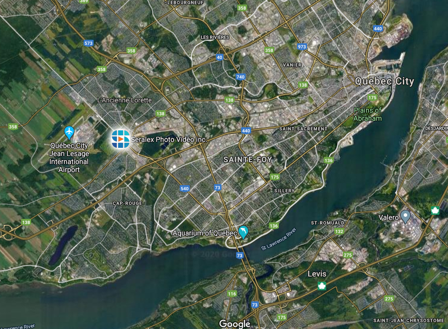 Capture d'ecran de google map avec le logo de seralex a l'emplacement du studio 